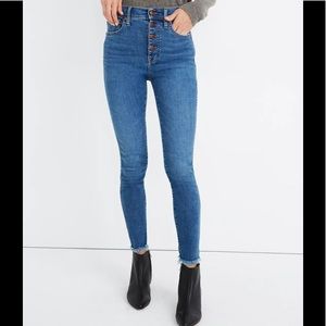 Madewell 10" High-Rise Skinny Jeans iButton-Front Size 28 raw hem NEW